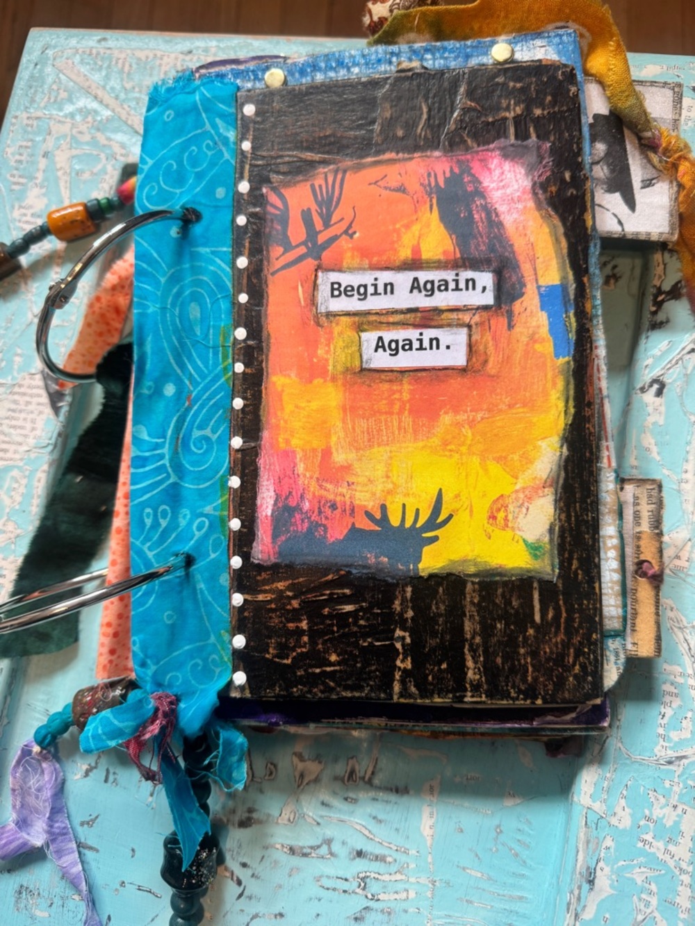 ✨ "Begin Again, again. “ Altered Book | 22-Page Interactive Mixed Media Art - Picture 2 of 15